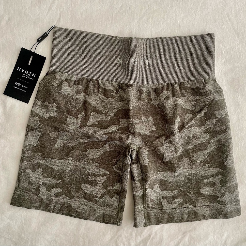 NVGTN Khaki Green Camo Seamless Shorts